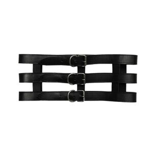 Fleur Du Mal Black Leather Multi Strap Belt with Silver Buckles Size M/L NWT